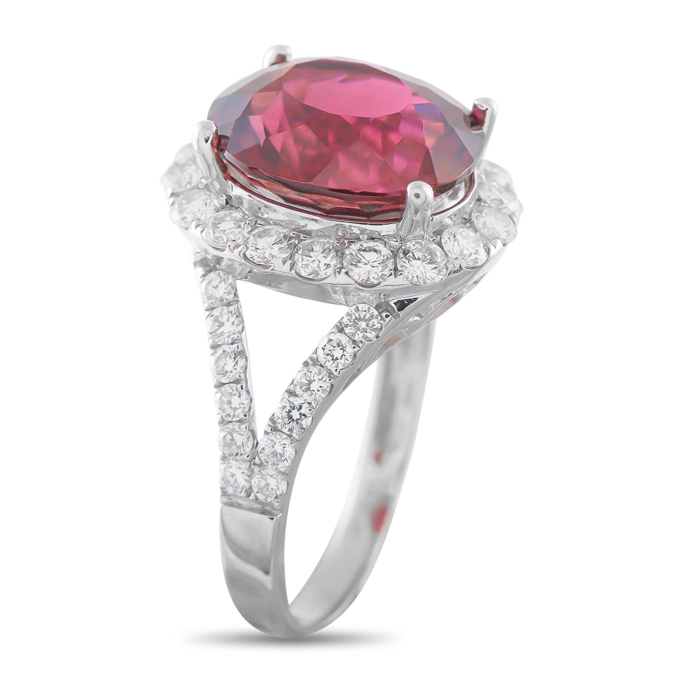 14K White Gold 1.20ct Diamond and Tourmaline Ring