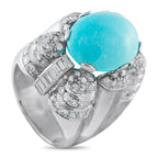 14K White Gold 1.50ct Diamond and Turquoise Ring