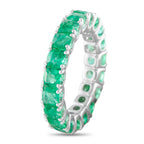 14K White Gold 4.50ct Emerald Eternity Band