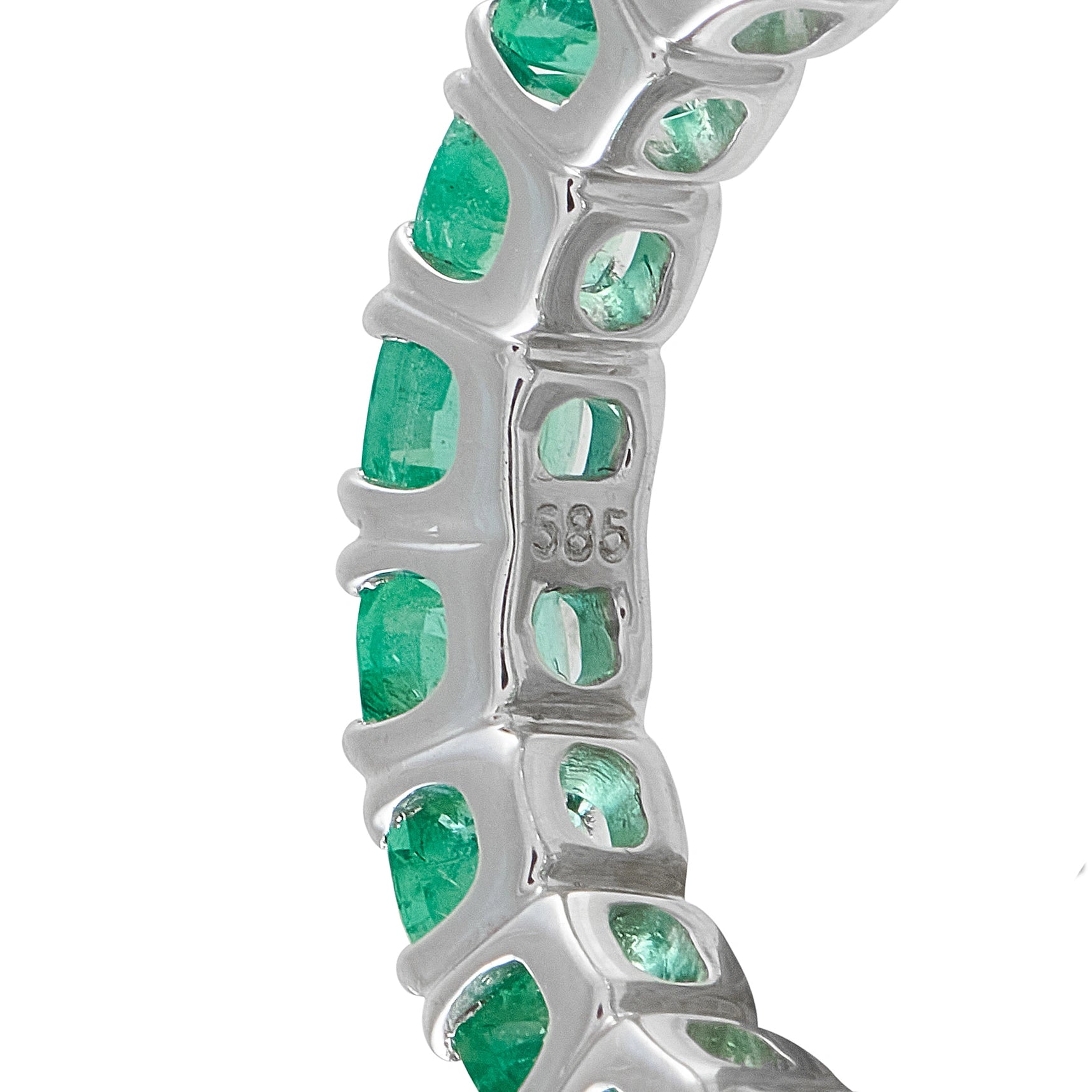 14K White Gold 4.50ct Emerald Eternity Band