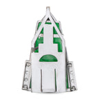14K White Gold Diamond Carved Jade Art Deco Brooch