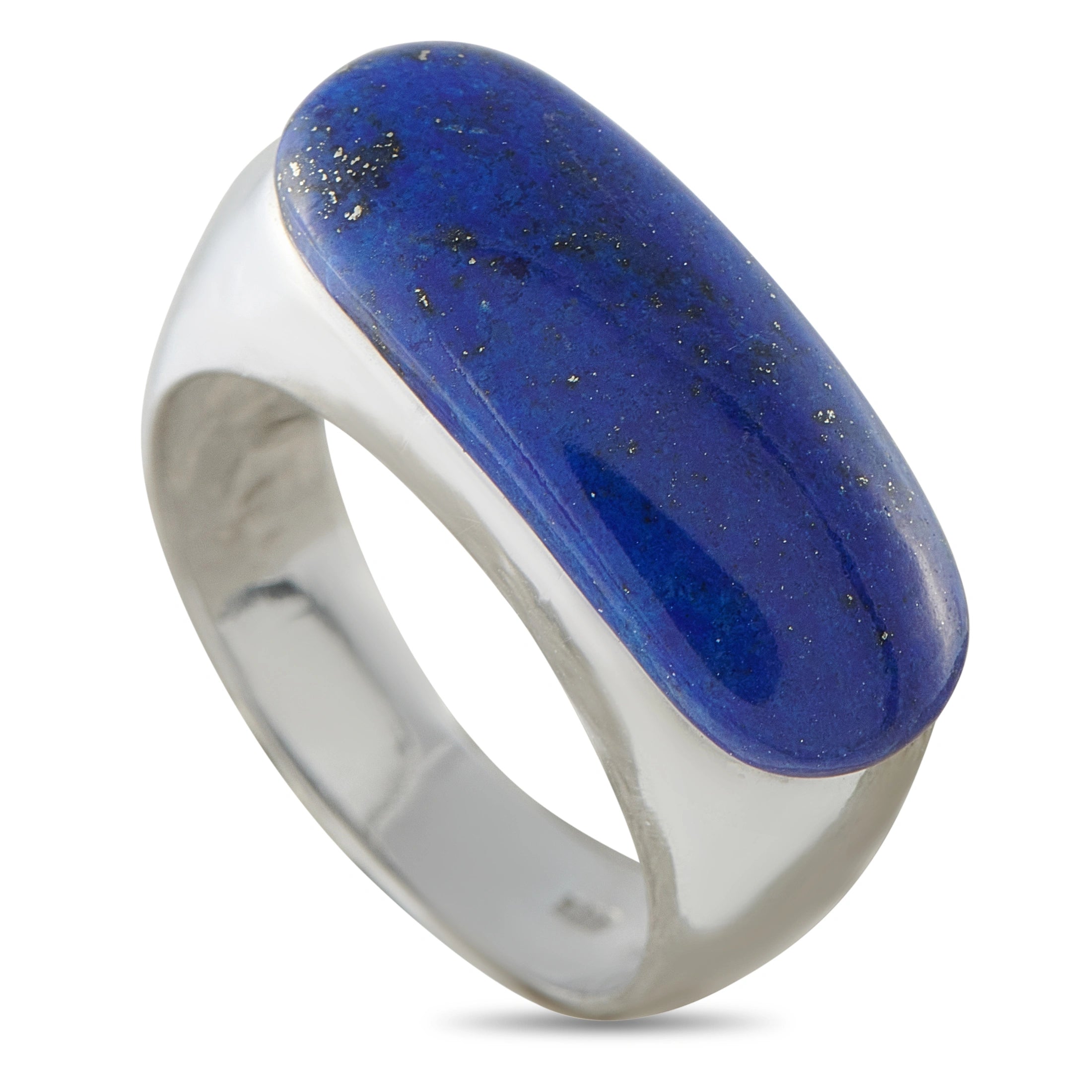 14K White Gold Lapis Lazuli Signet Ring