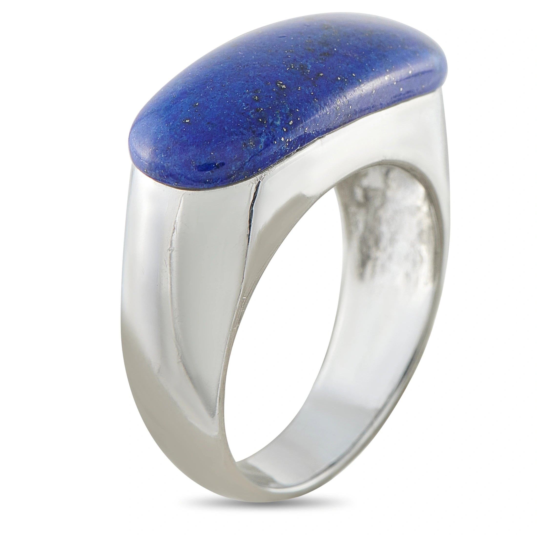 14K White Gold Lapis Lazuli Signet Ring