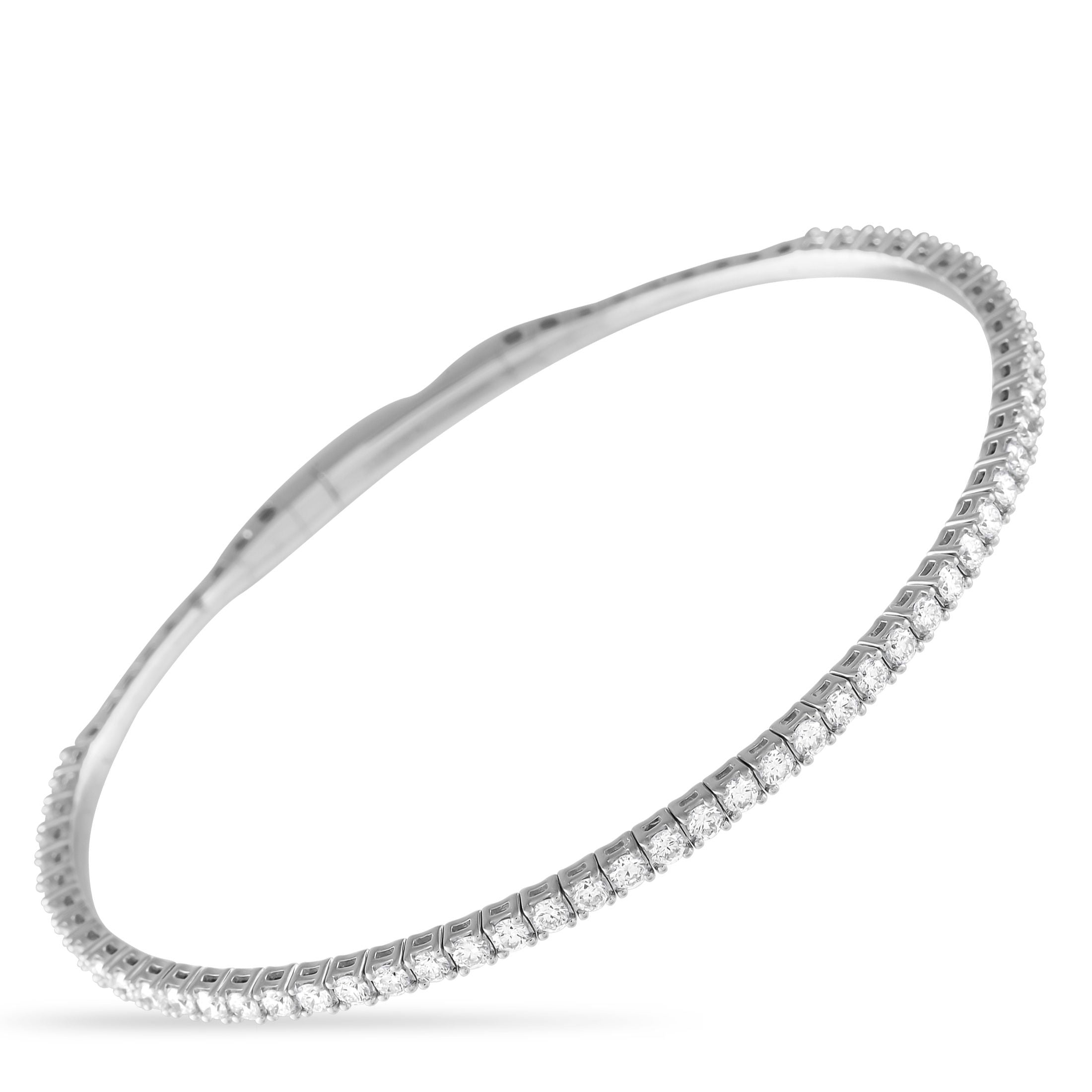 Exclusive 14K White Gold 1.55ct Lab-Grown Diamond Bracelet MF41-041625 – This elegant bangle tennis bracelet exudes quiet lux