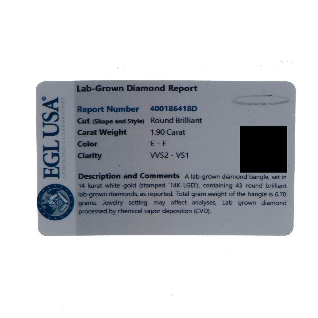 Exclusive 14K White Gold 1.90ct Lab-Grown Diamond Bangle