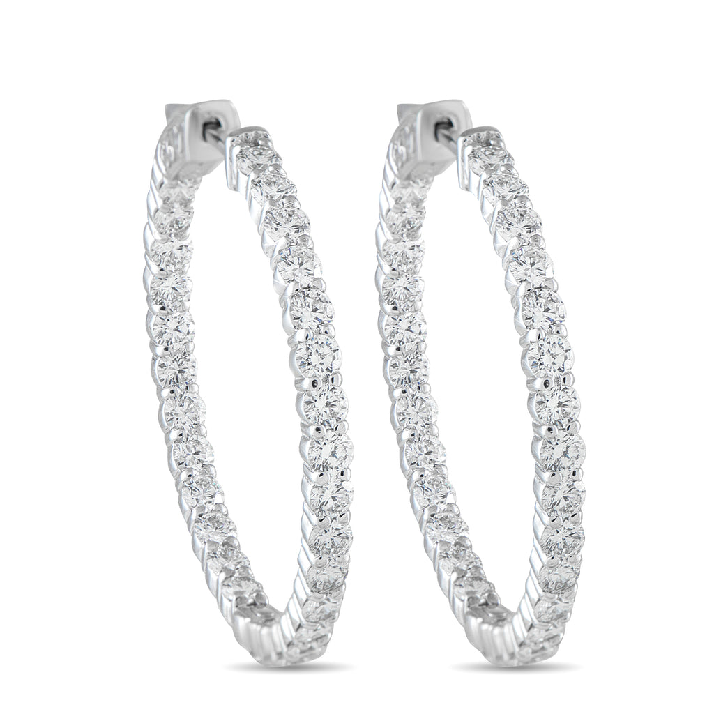 14K White Gold 4.25ct Lab-Grown Diamond Inside-Out Hoop Earrings