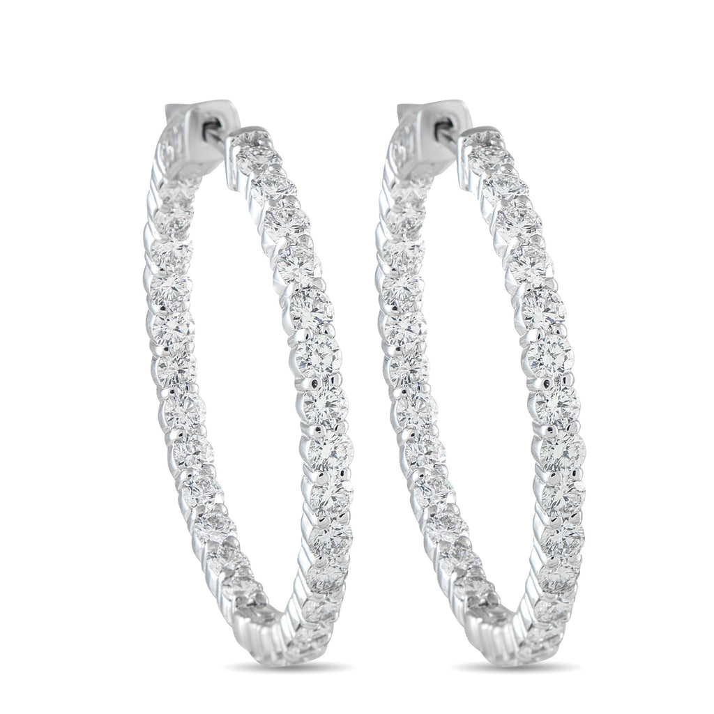 Exclusive 14K White Gold 4.25ct Lab-Grown Diamond Inside-Out Hoop Earrings MF26-072225 – These luxurious hoop earrings are de