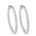 Exclusive 14K White Gold 4.25ct Lab-Grown Diamond Inside-Out Hoop Earrings MF26-072225 – These luxurious hoop earrings are de