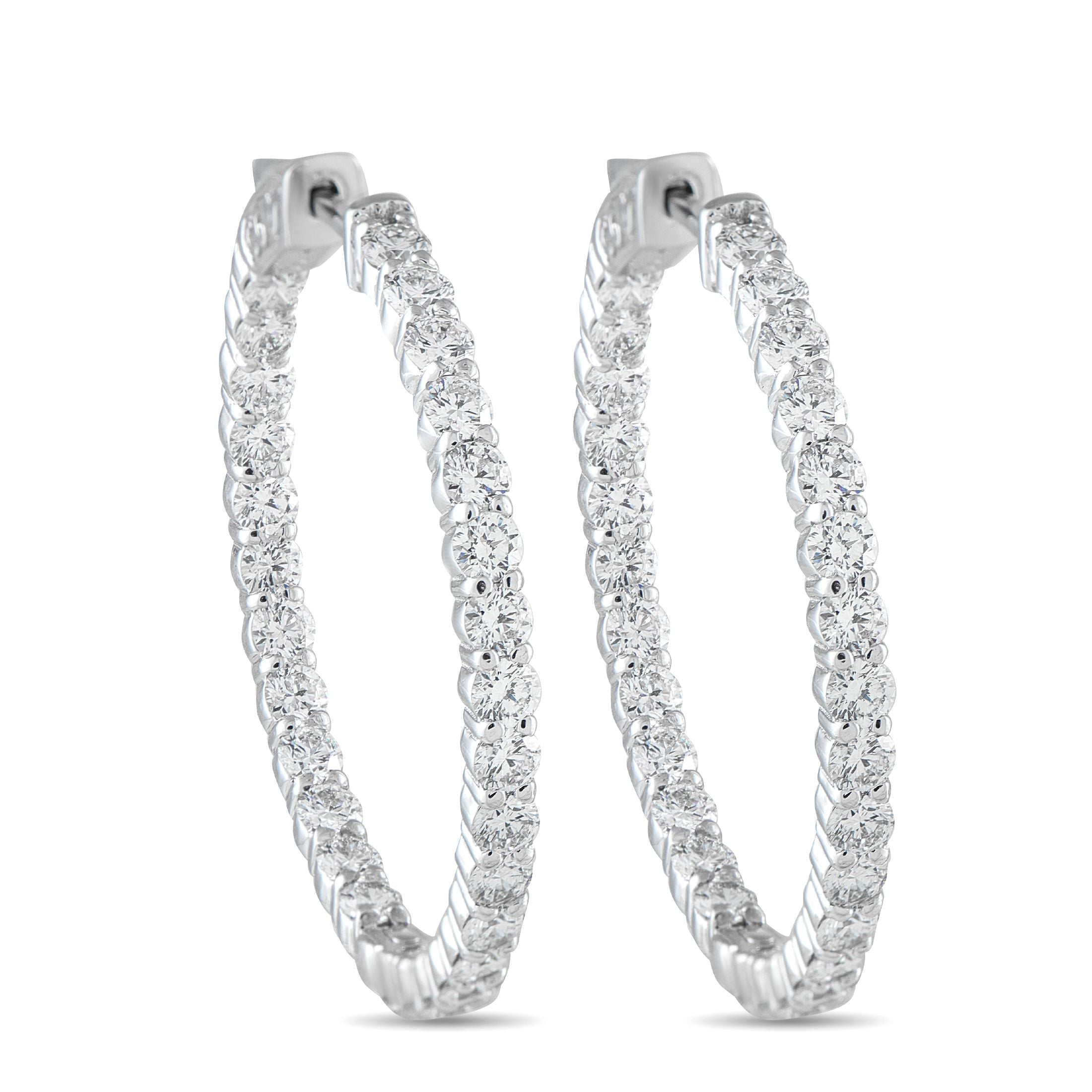 Exclusive 14K White Gold 4.25ct Lab-Grown Diamond Inside-Out Hoop Earrings MF26-072225 – These luxurious hoop earrings are de