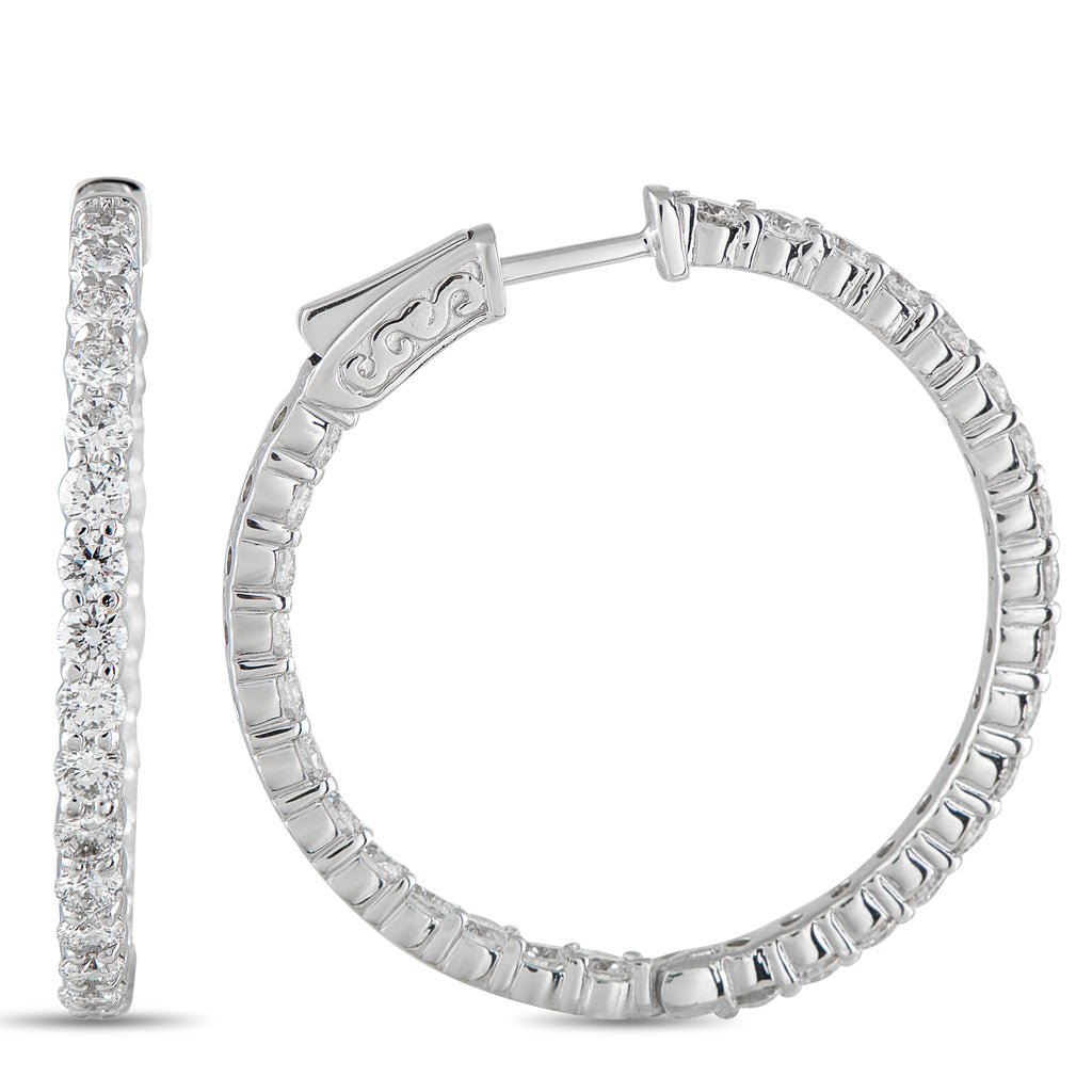 14K White Gold 4.25ct Lab-Grown Diamond Inside-Out Hoop Earrings