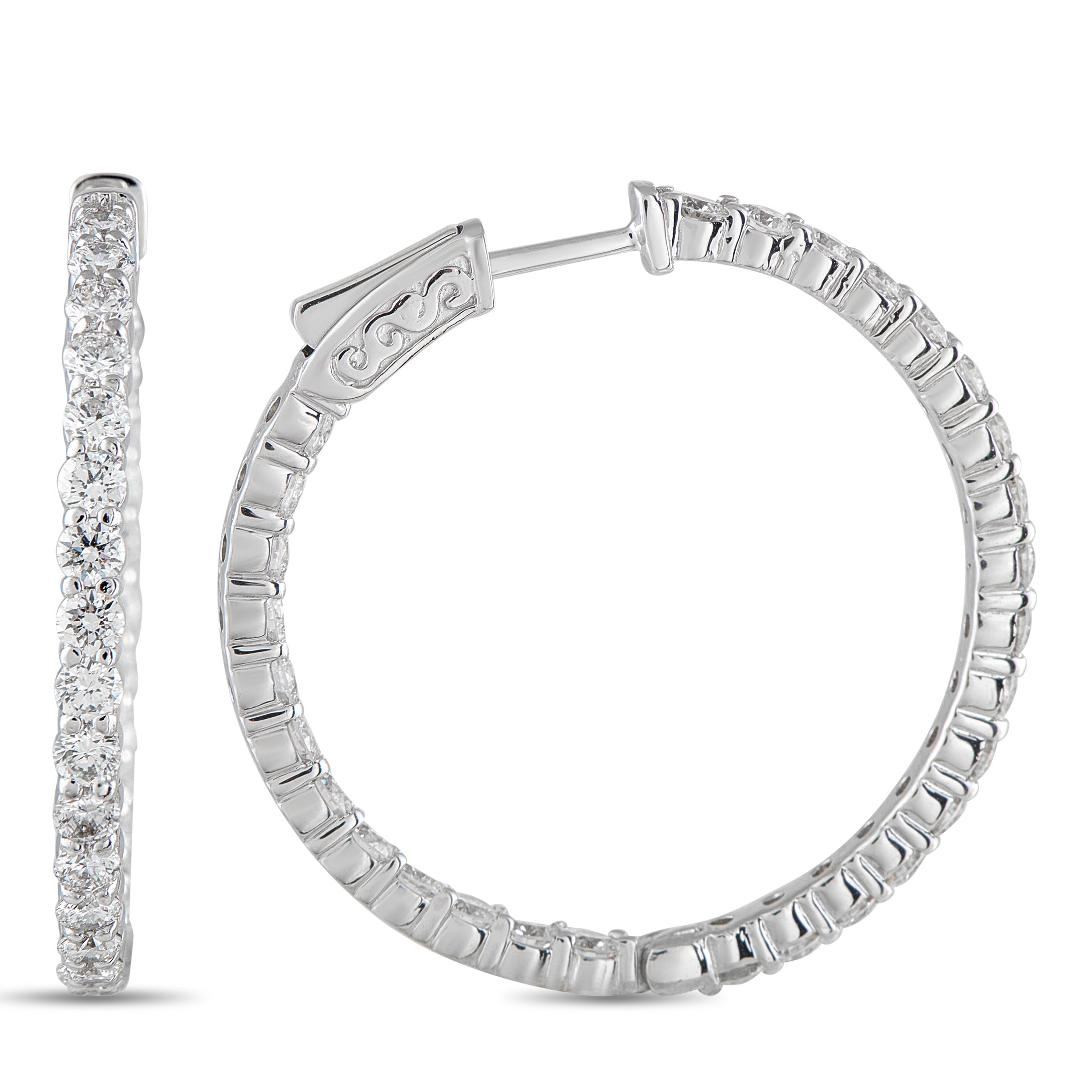 14K White Gold 4.25ct Lab-Grown Diamond Inside-Out Hoop Earrings