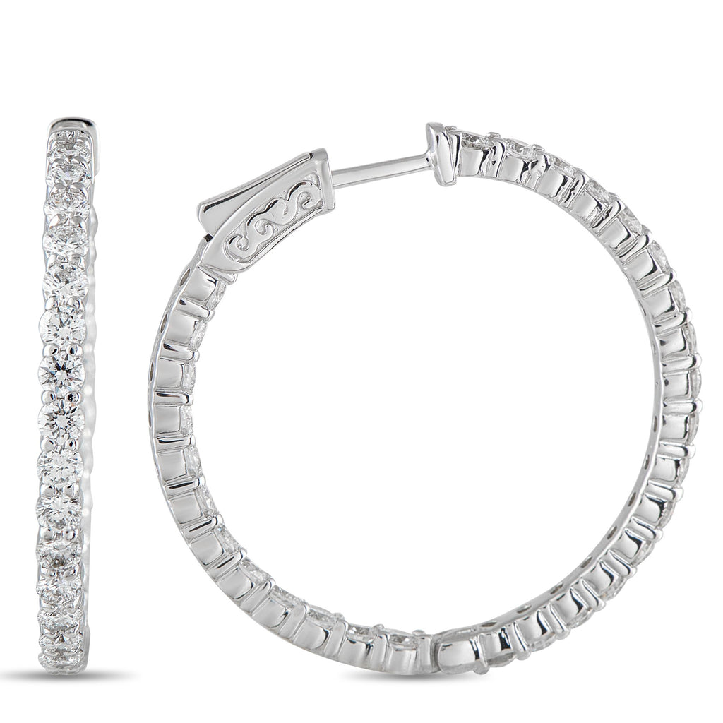 Exclusive 14K White Gold 4.25ct Lab-Grown Diamond Inside-Out Hoop Earrings