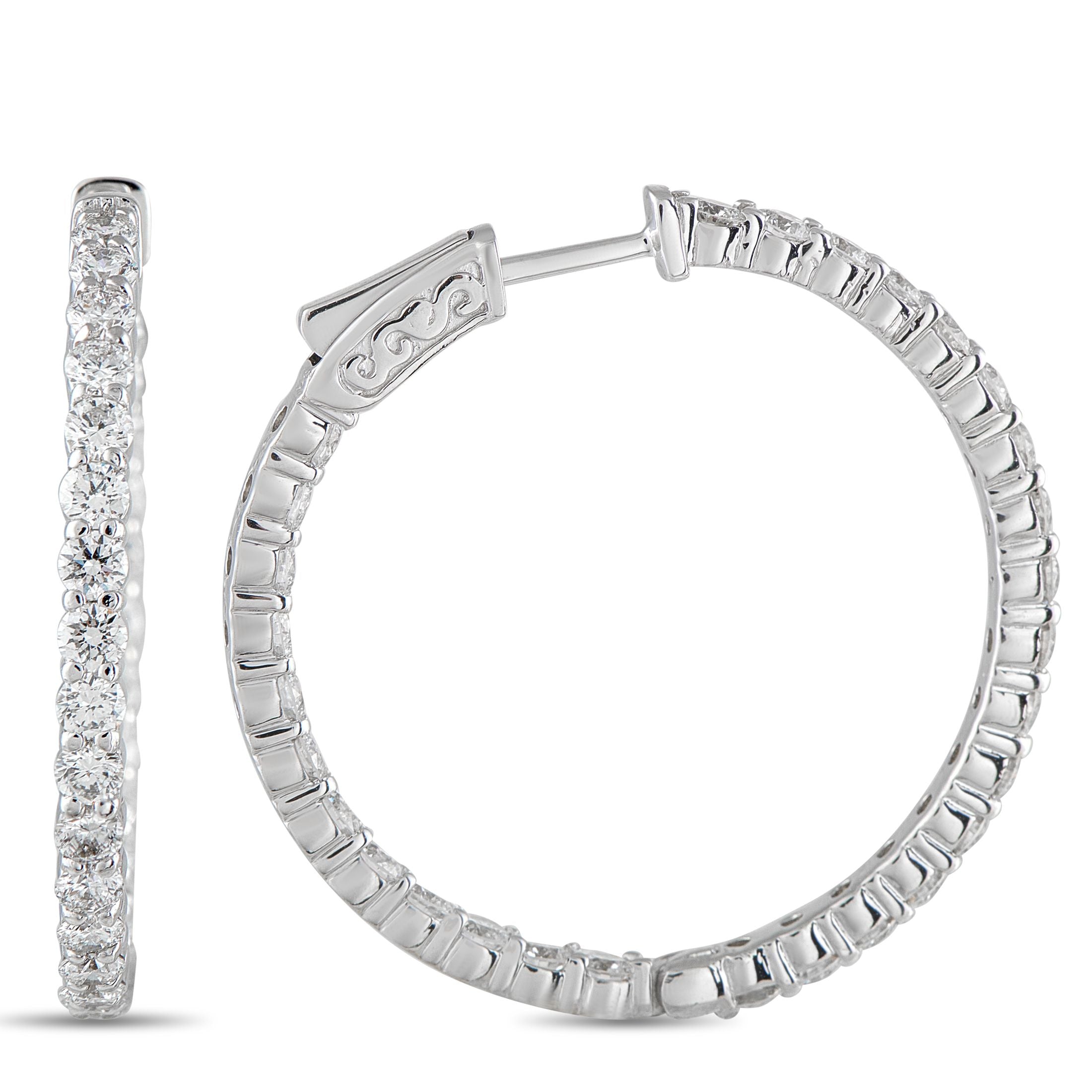 Exclusive 14K White Gold 4.25ct Lab-Grown Diamond Inside-Out Hoop Earrings