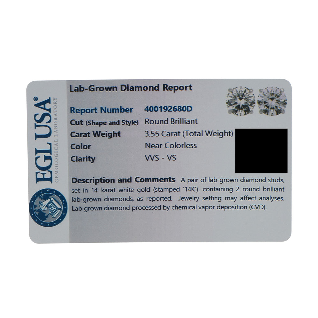 Exclusive 14K White Gold 3.50ct Lab-Grown Diamond Stud Earrings