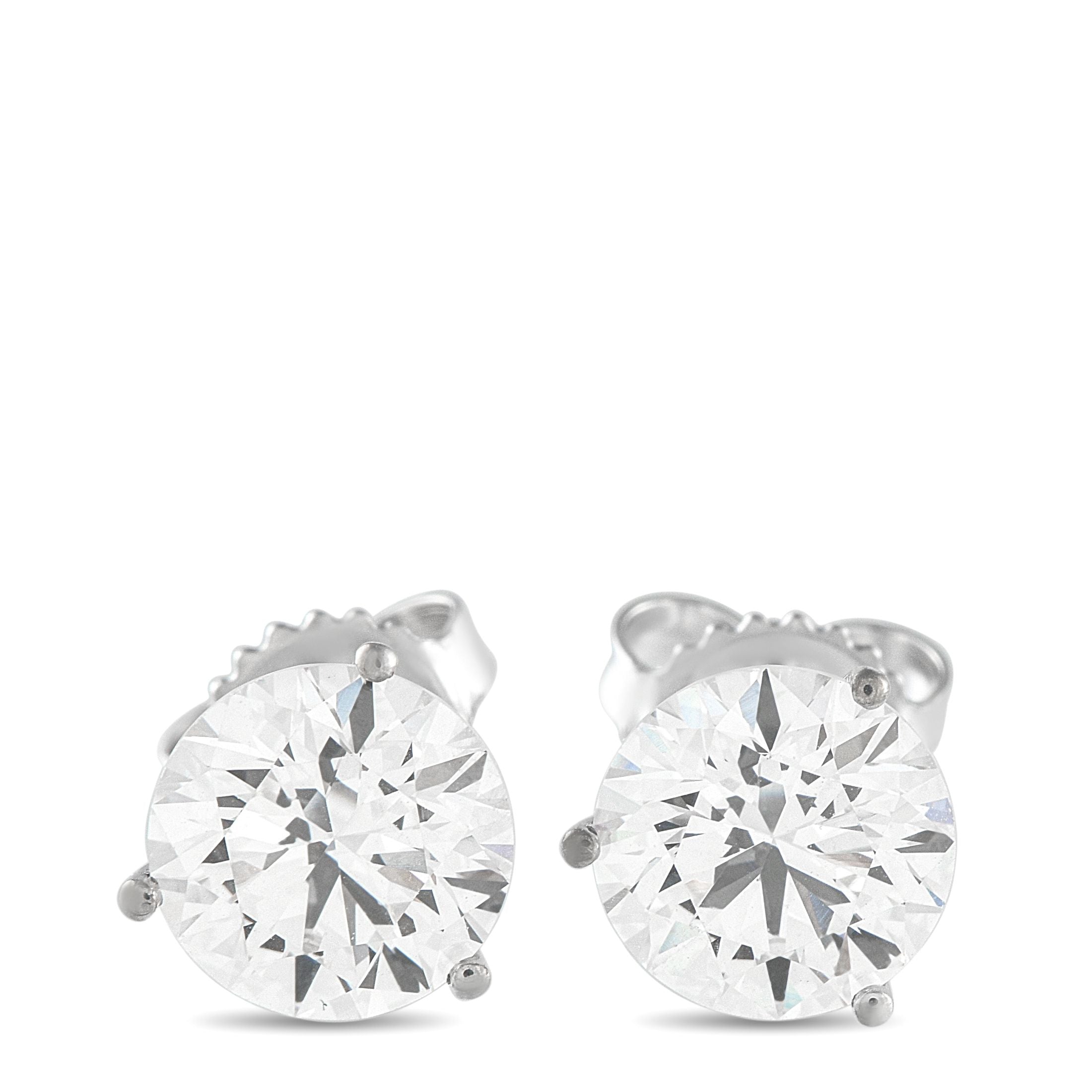 Exclusive 14K White Gold 4.18ct Lab-Grown Diamond Stud Earrings LG02-091225 – These classic stud earrings are simple yet endl