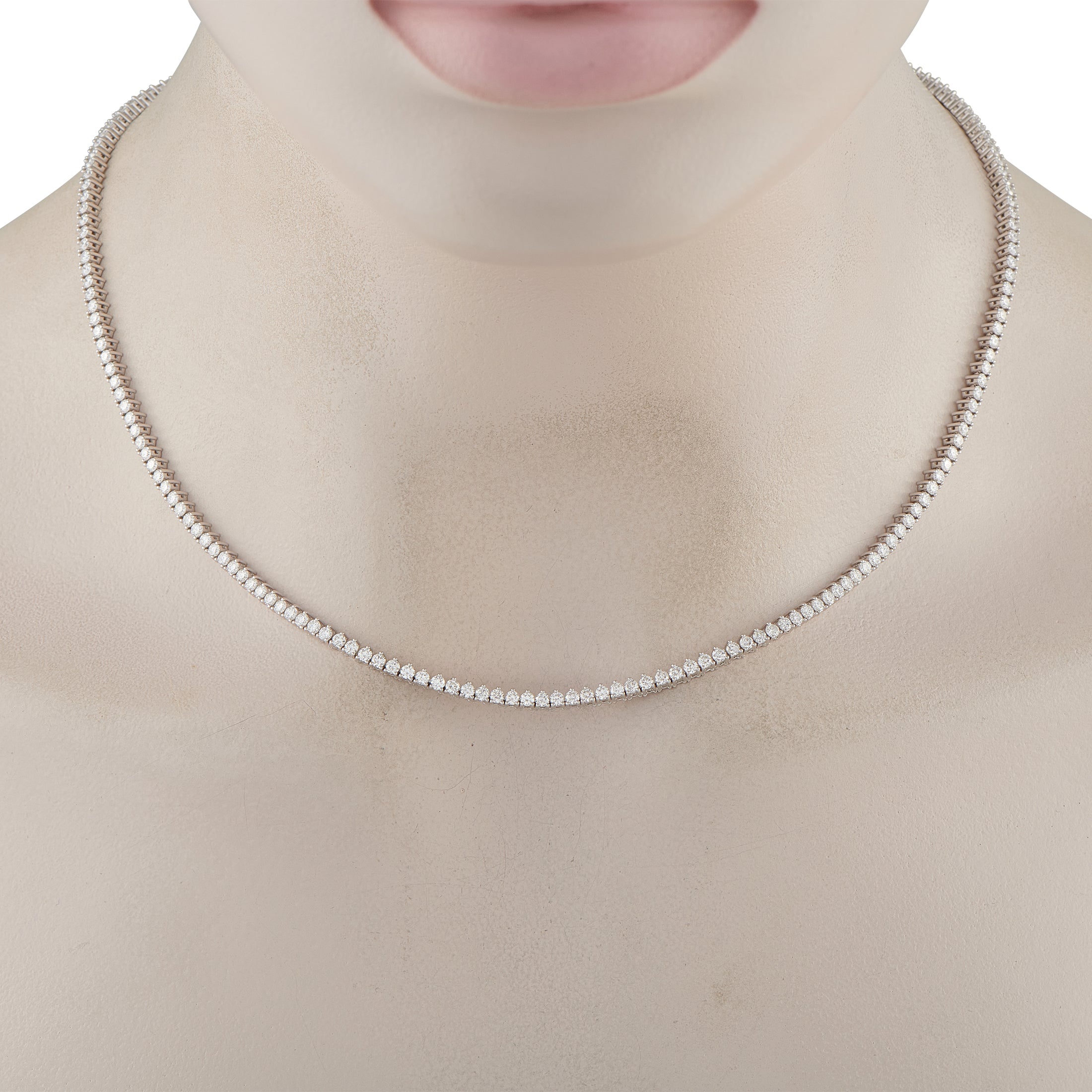 14K White Gold 7.25ct Lab-Grown Diamond Tennis Necklace