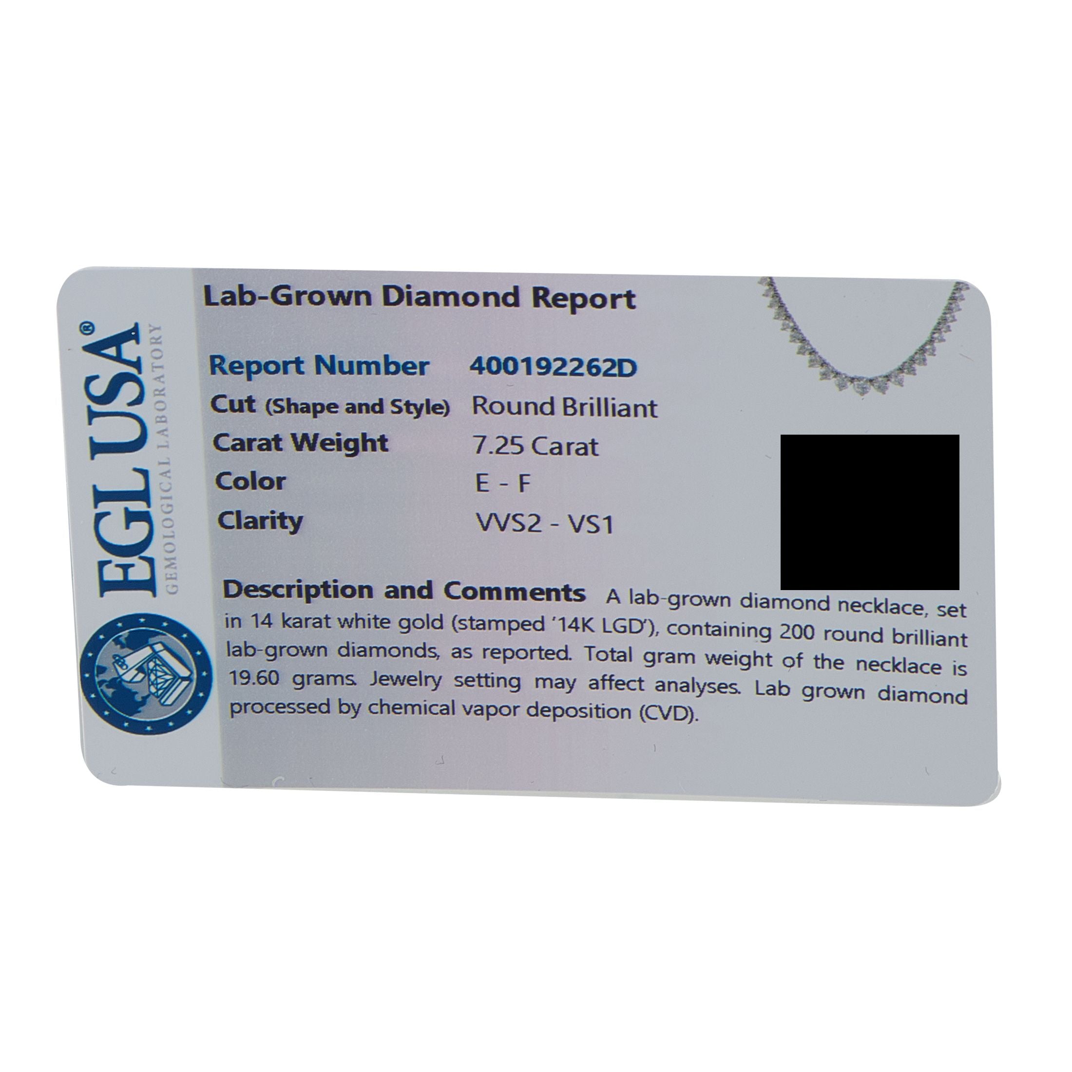 Exclusive 14K White Gold 7.25ct Lab-Grown Diamond Tennis Necklace