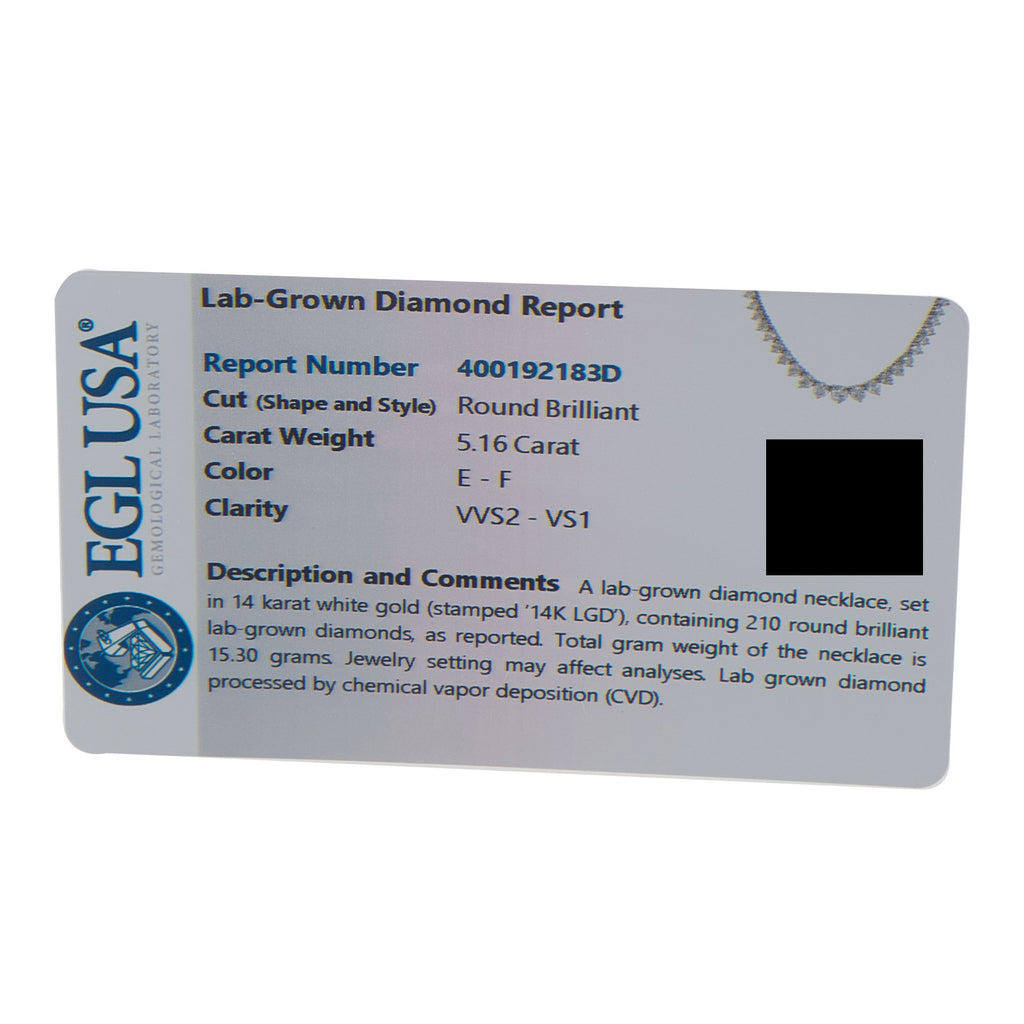 Exclusive 14K White Gold 5.16ct Lab-Grown Diamond Tennis Necklace