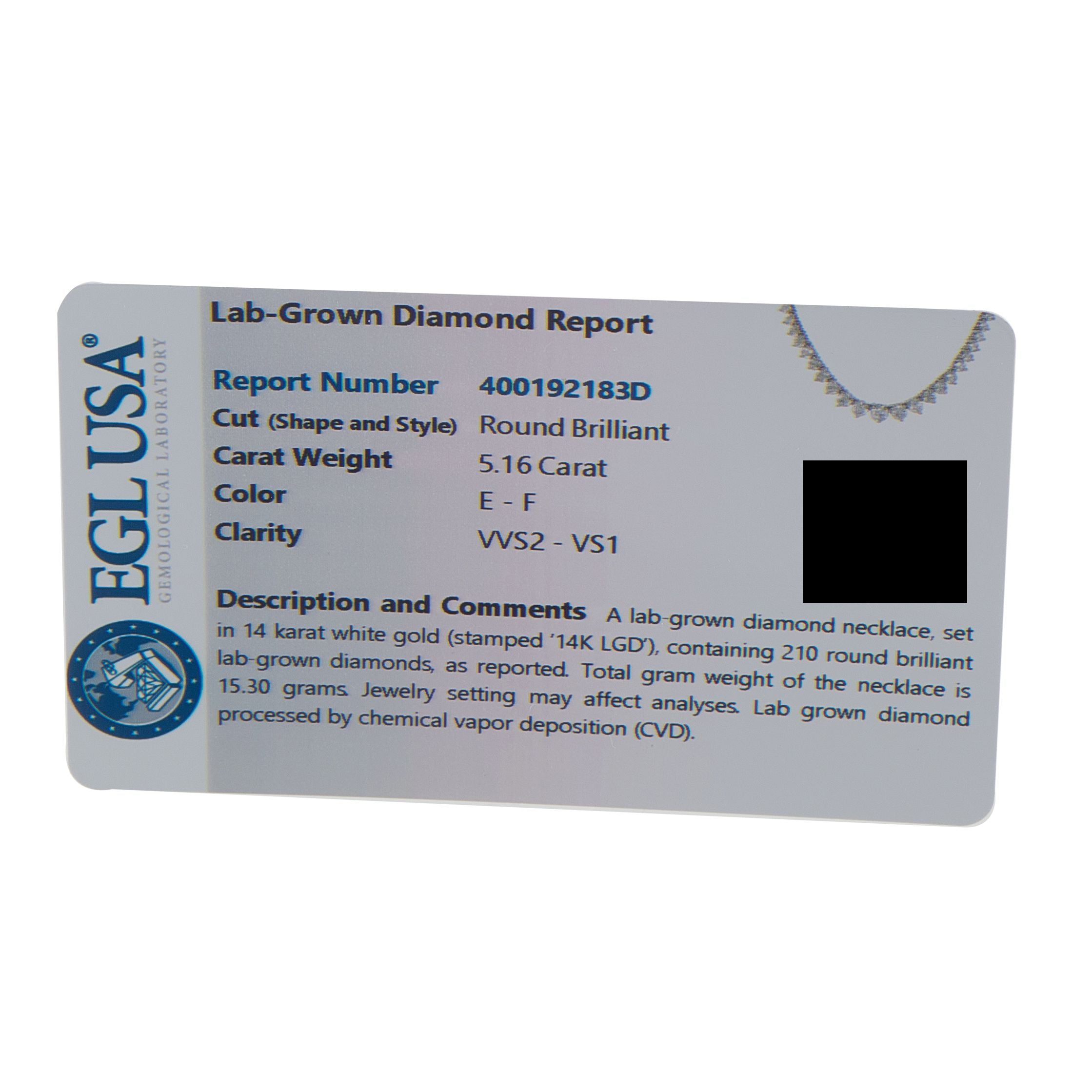 Exclusive 14K White Gold 5.16ct Lab-Grown Diamond Tennis Necklace