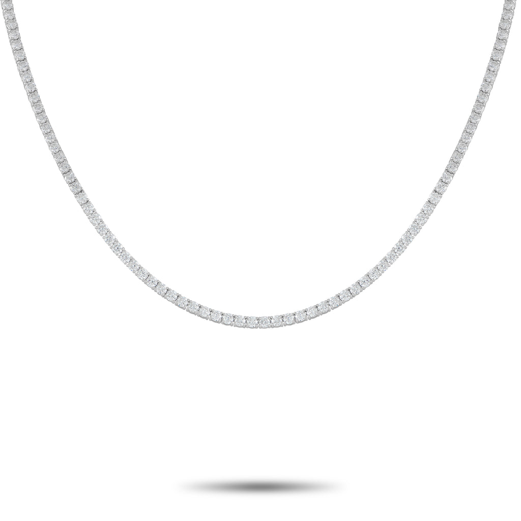 14K White Gold 11.10ct Lab-Grown Diamond Tennis Necklace