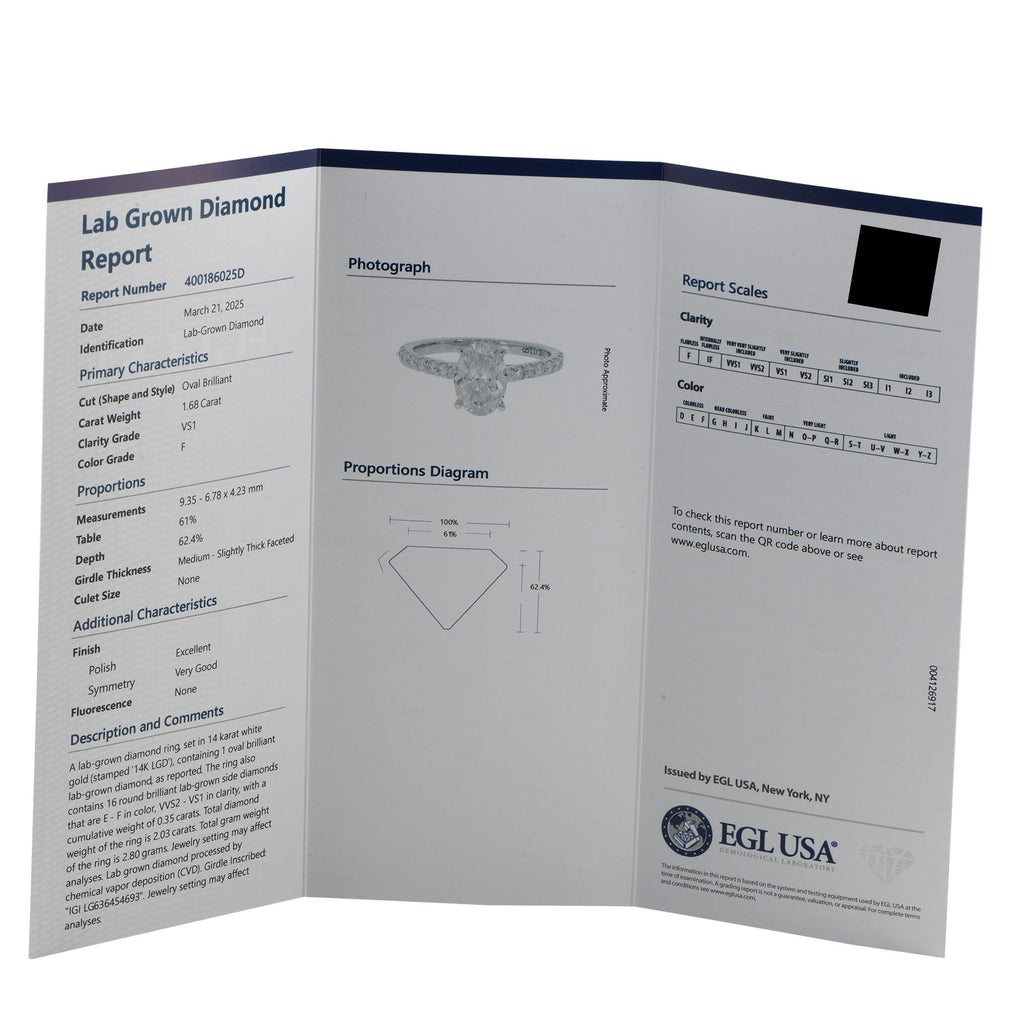 Exclusive 14K White Gold 2.03ct Lab-Grown Diamond Ring