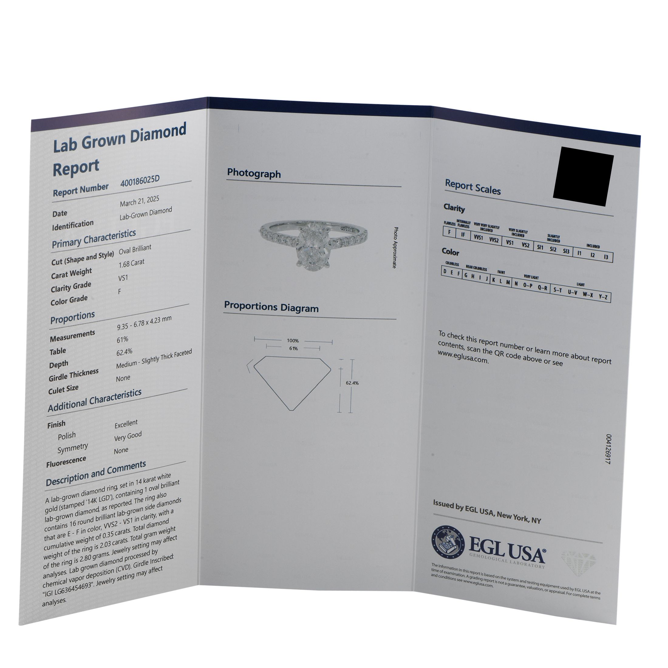 Exclusive 14K White Gold 2.03ct Lab-Grown Diamond Ring