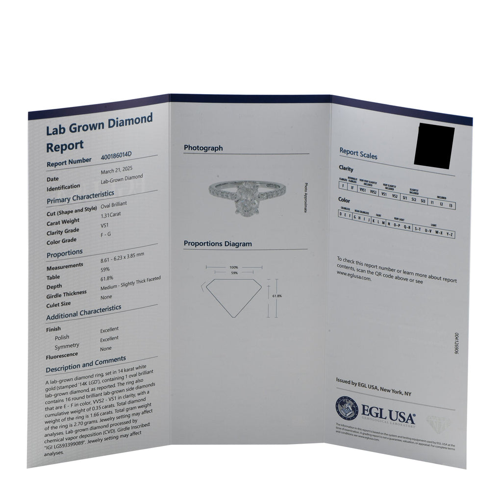 Exclusive 14K White Gold 1.48ct Lab-Grown Diamond Ring