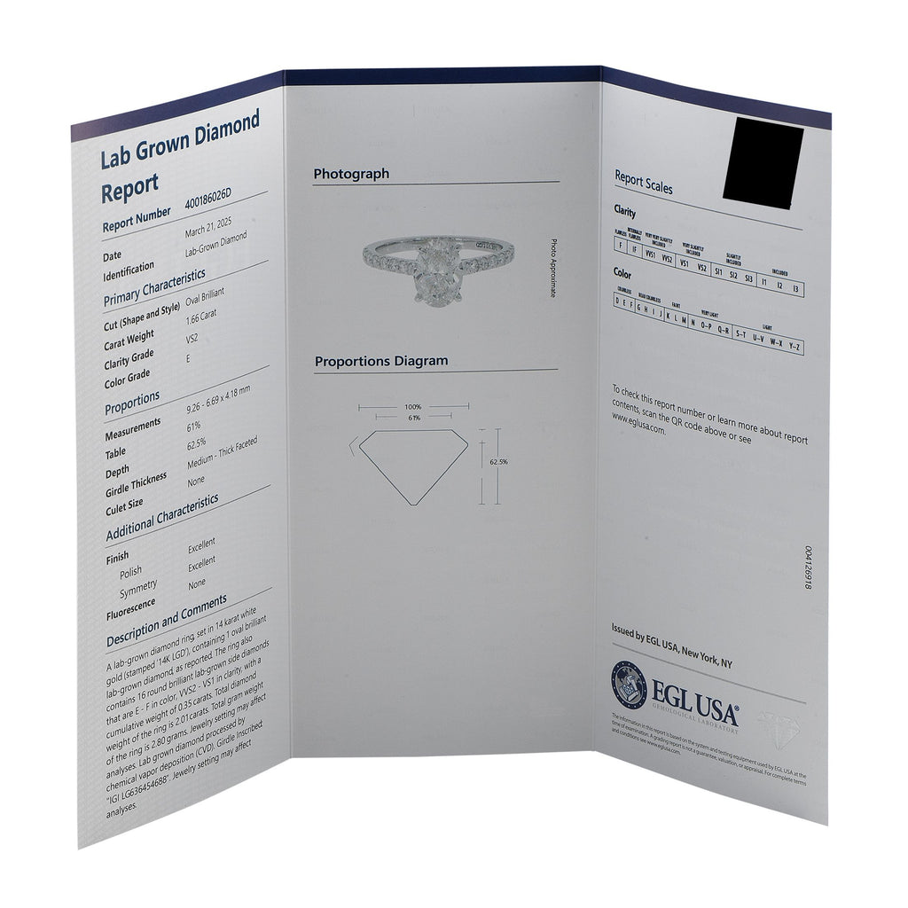 Exclusive 14K White Gold 2.01ct Lab-Grown Diamond Ring