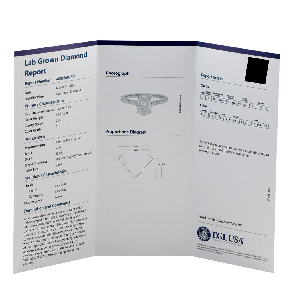 Exclusive 14K White Gold 1.93ct Lab-Grown Diamond Ring