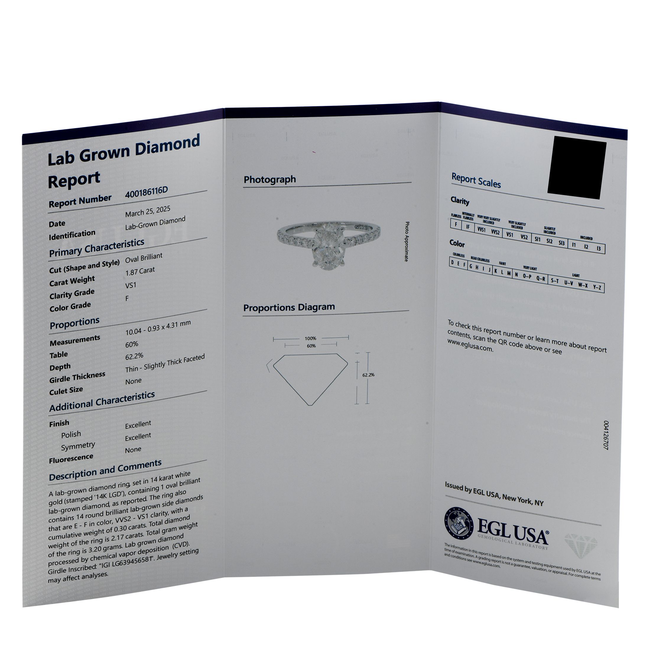 Exclusive 14K White Gold 2.17ct Lab-Grown Diamond Ring