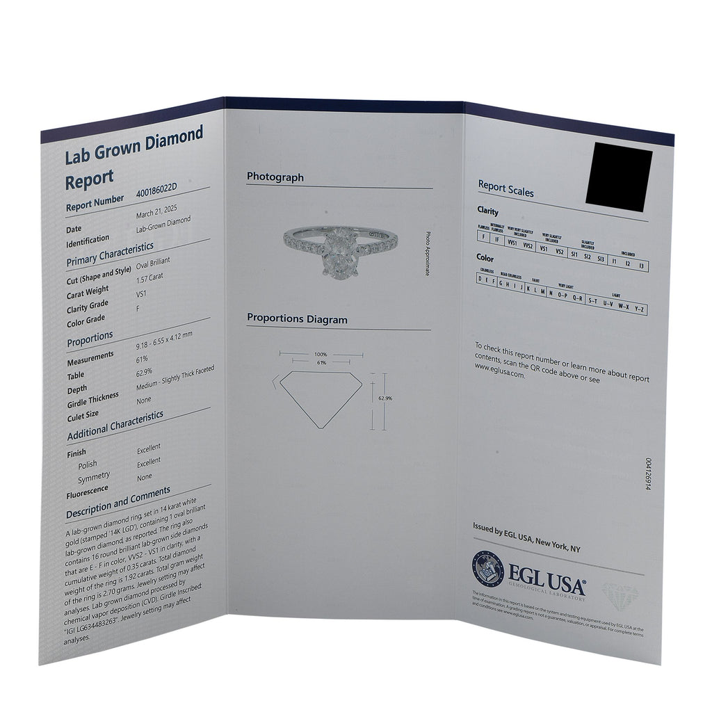 Exclusive 14K White Gold 1.92ct Lab-Grown Diamond Ring