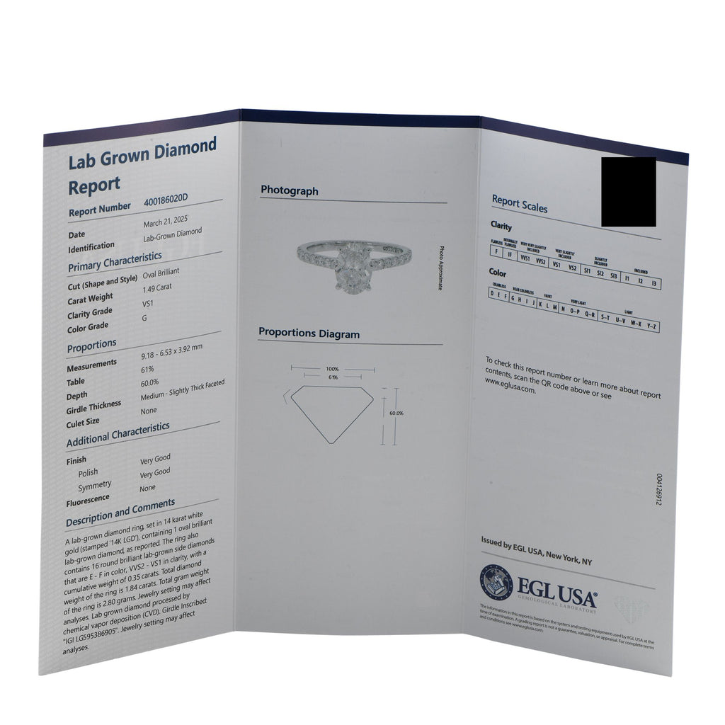 Exclusive 14K White Gold 1.84ct Lab-Grown Diamond Ring