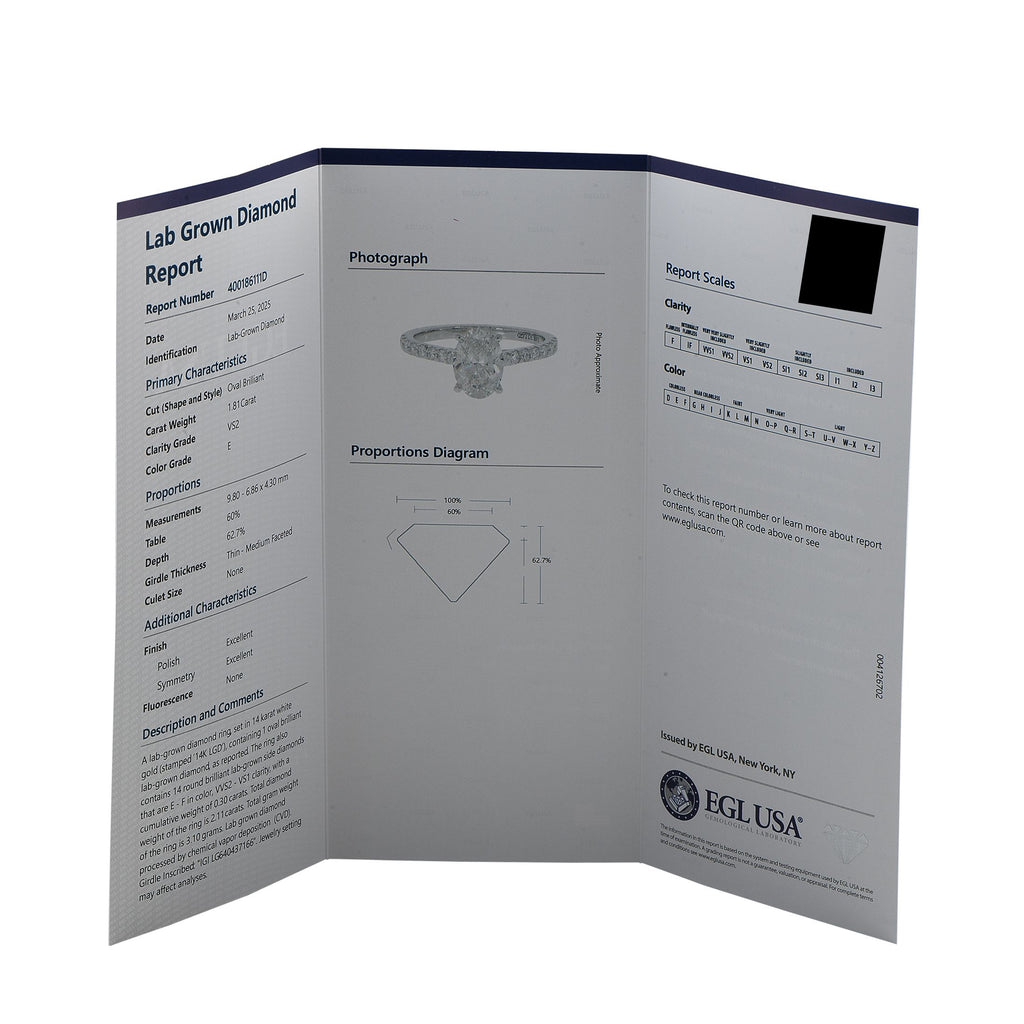 Exclusive 14K White Gold 2.11ct Lab-Grown Diamond Ring