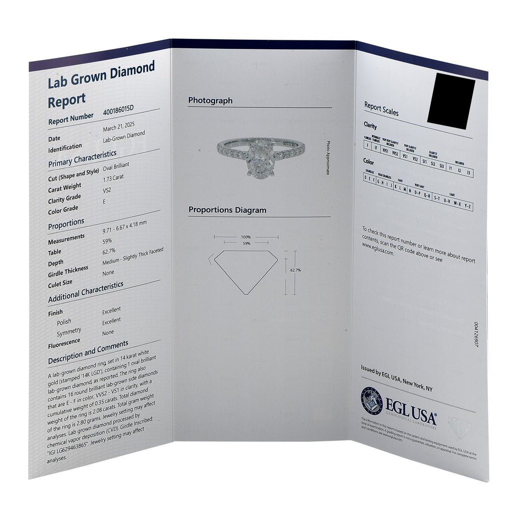 Exclusive 14K White Gold 2.08ct Lab-Grown Diamond Ring