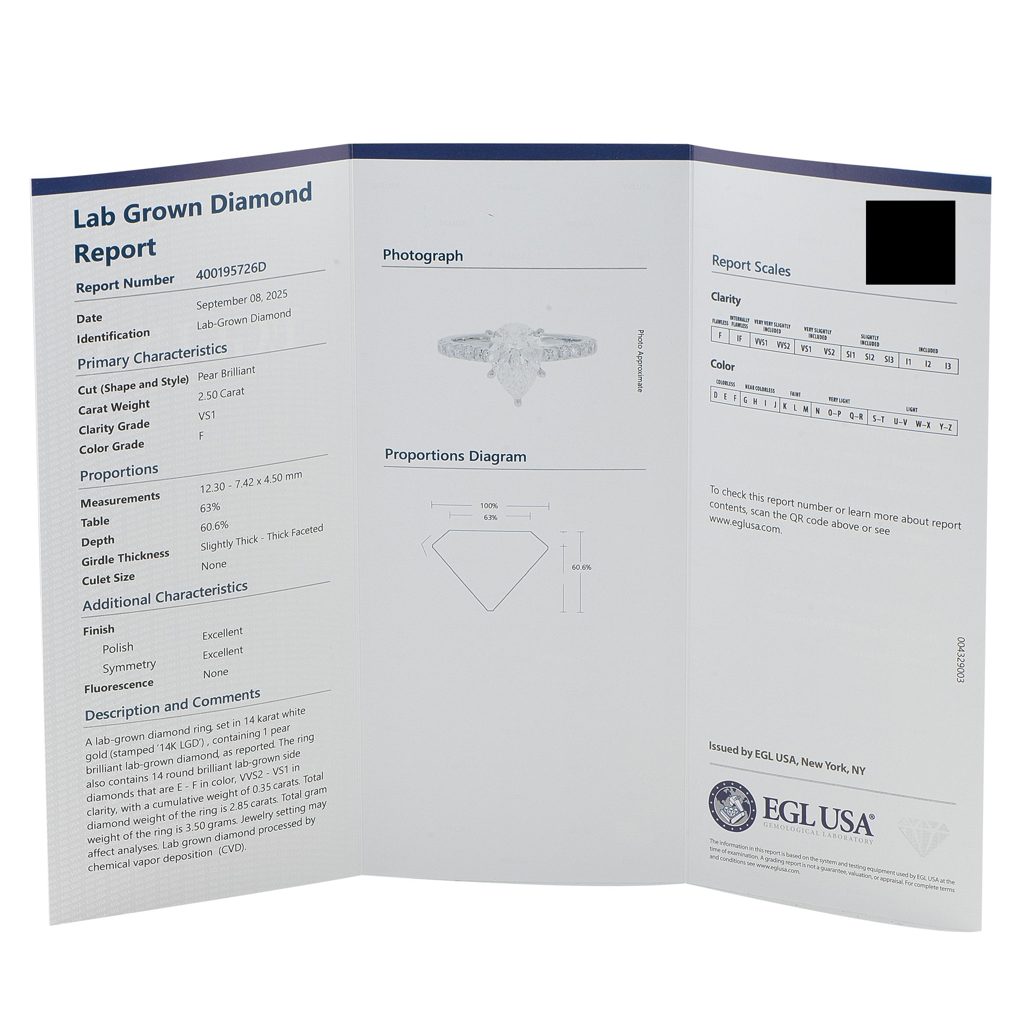 Exclusive 14K White Gold 2.85ct Lab-Grown Diamond Ring