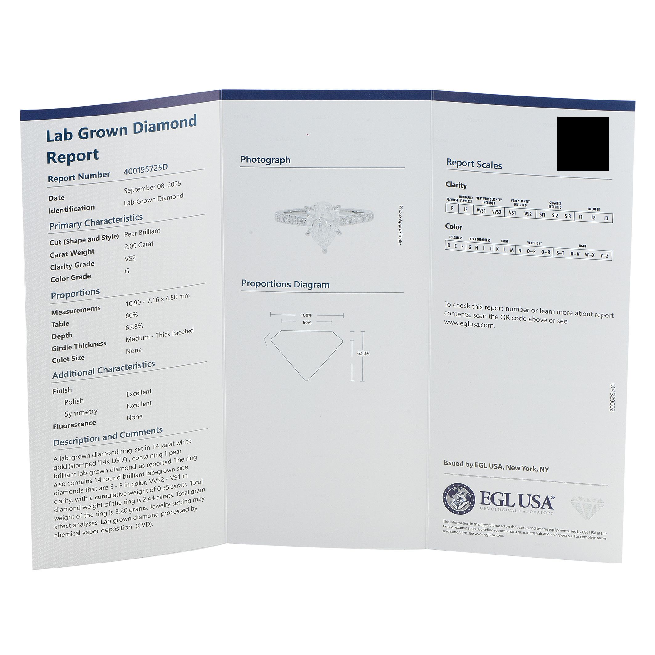 Exclusive 14K White Gold 2.44ct Lab-Grown Diamond Ring