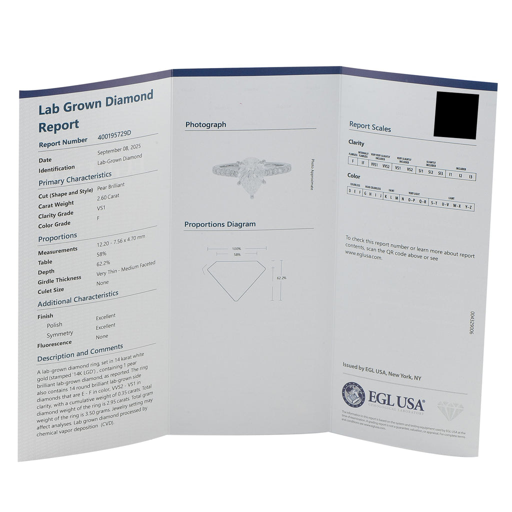 Exclusive 14K White Gold 2.95ct Lab-Grown Diamond Ring