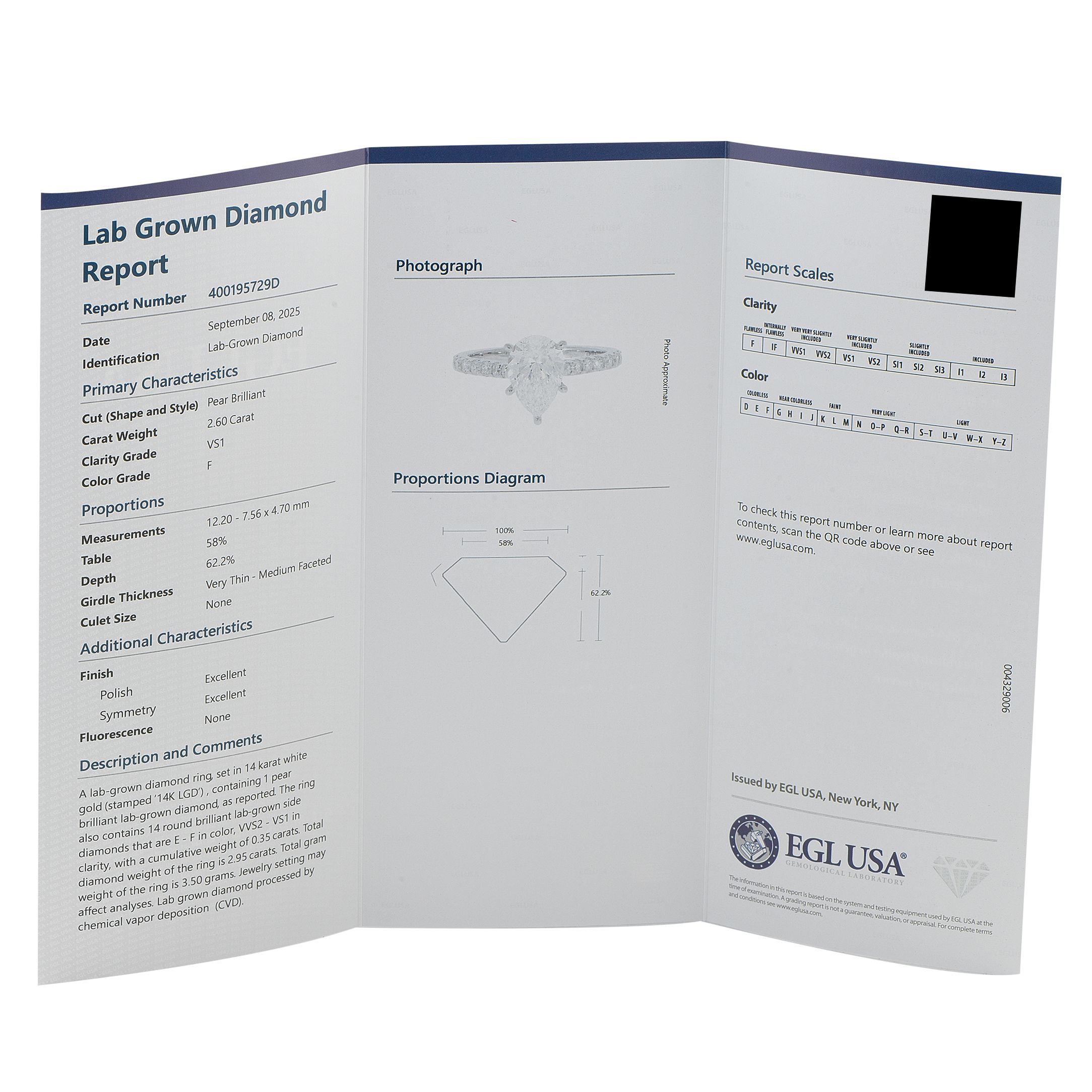 Exclusive 14K White Gold 2.95ct Lab-Grown Diamond Ring