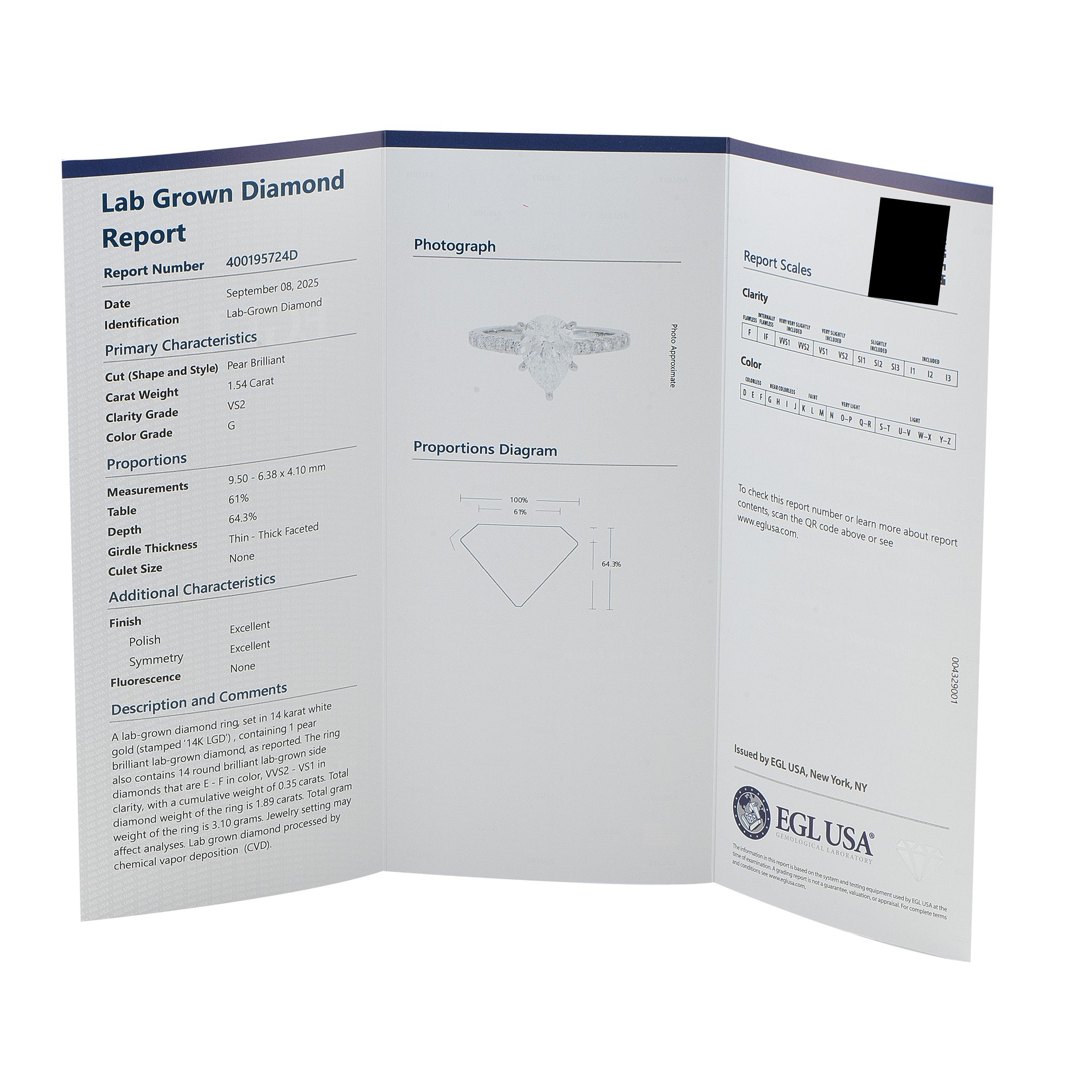 Exclusive 14K White Gold 1.89ct Lab-Grown Diamond Ring