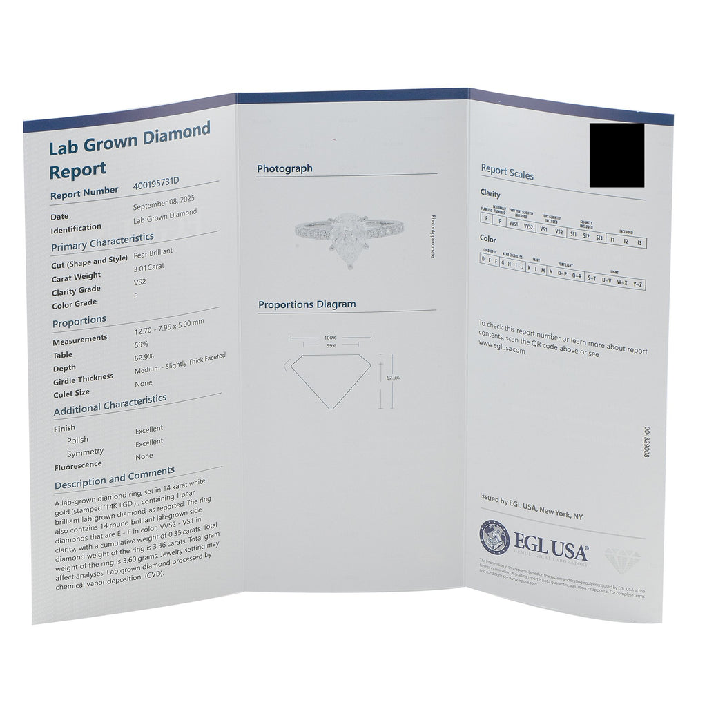 Exclusive 14K White Gold 3.36ct Lab-Grown Diamond Ring