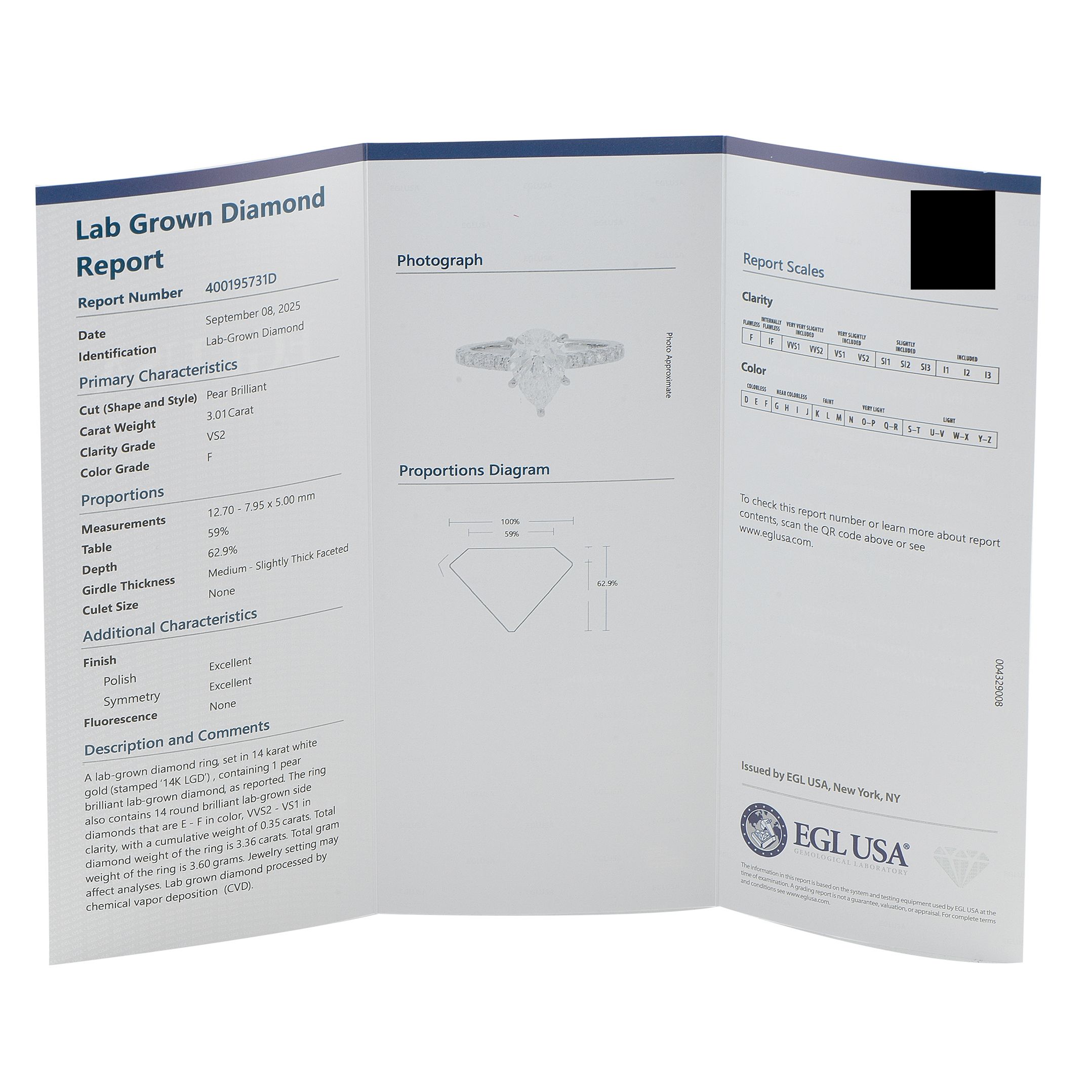 Exclusive 14K White Gold 3.36ct Lab-Grown Diamond Ring