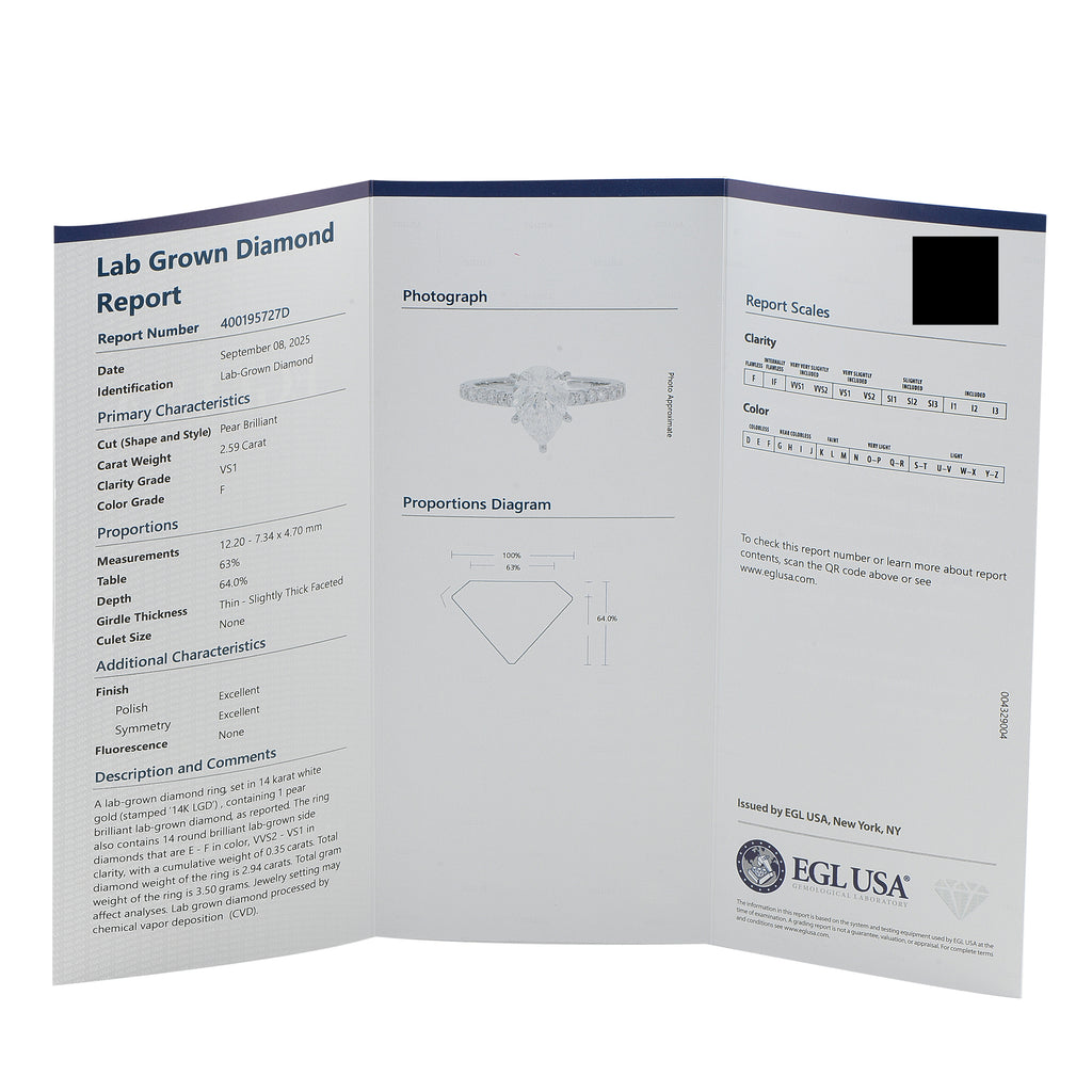 14K White Gold 2.94ct Lab-Grown Diamond Ring