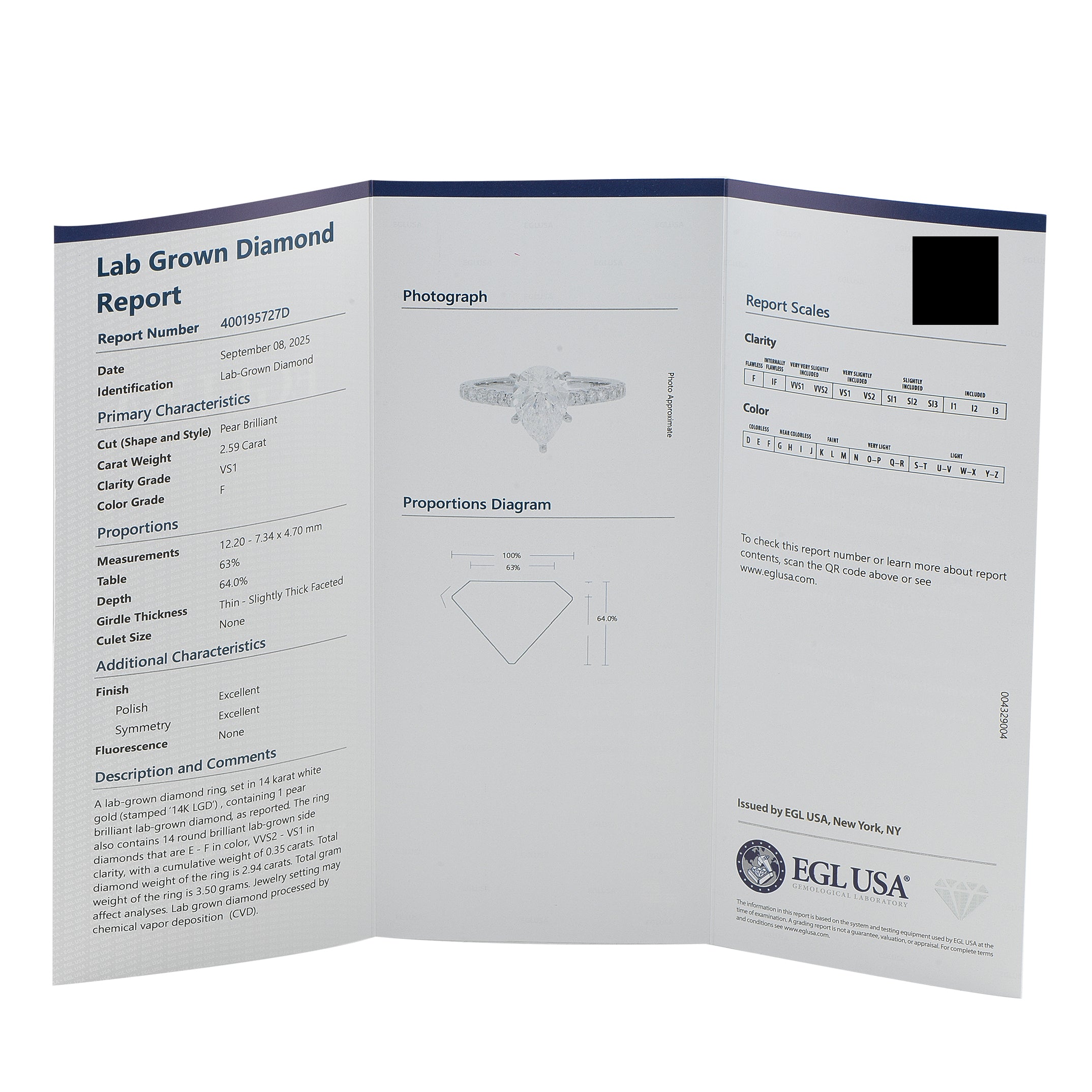 14K White Gold 2.94ct Lab-Grown Diamond Ring