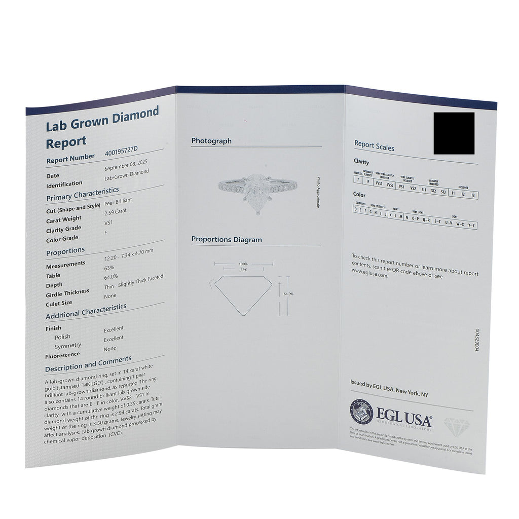 Exclusive 14K White Gold 2.94ct Lab-Grown Diamond Ring