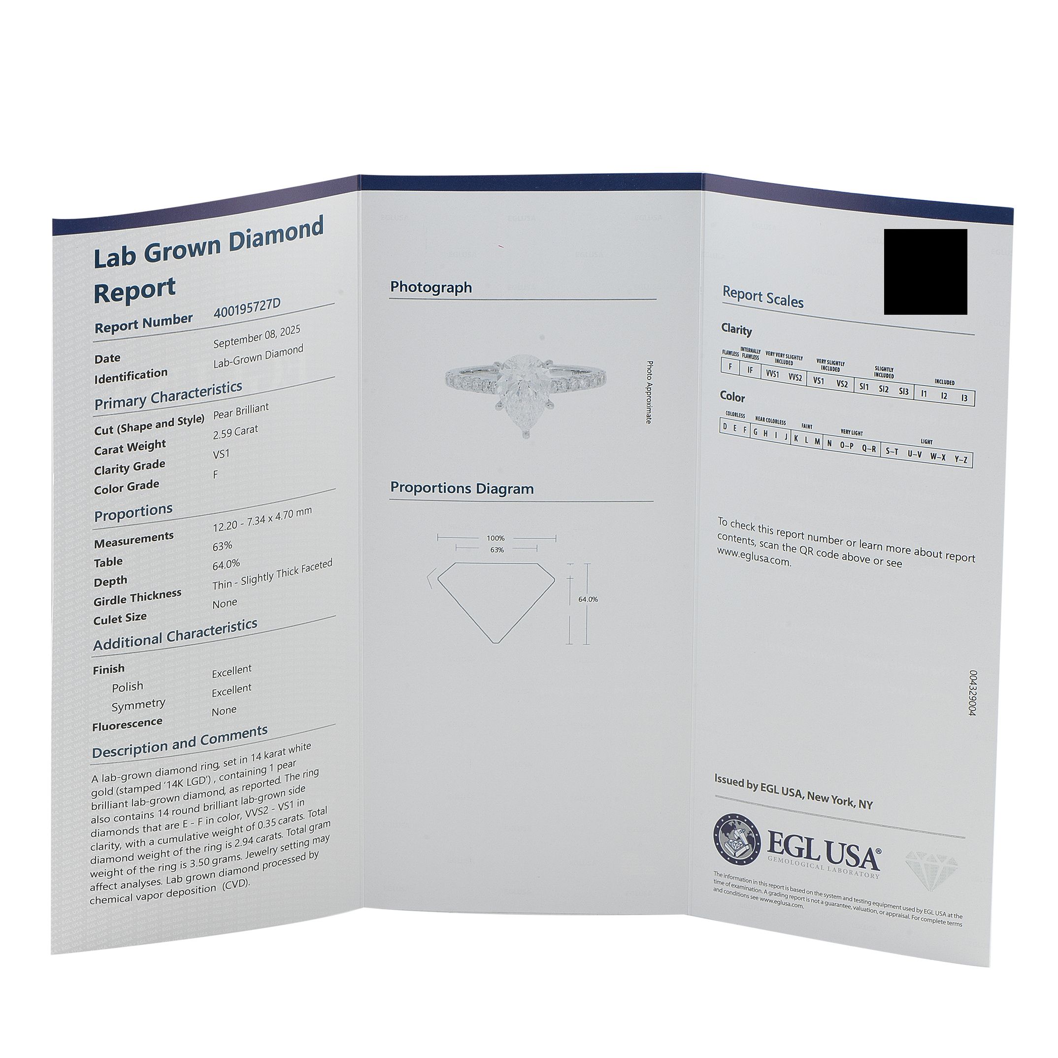 Exclusive 14K White Gold 2.94ct Lab-Grown Diamond Ring