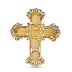 Exclusive 14K White Gold and Silver Diamond and Opal Cross Brooch