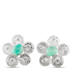 14K White Gold Turquoise and Crystal Earrings