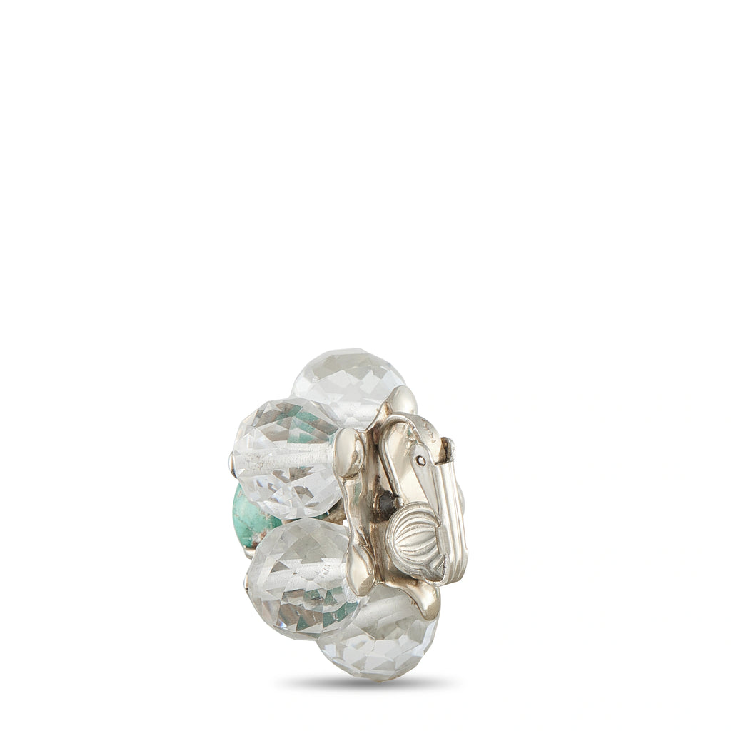 14K White Gold Turquoise and Crystal Earrings