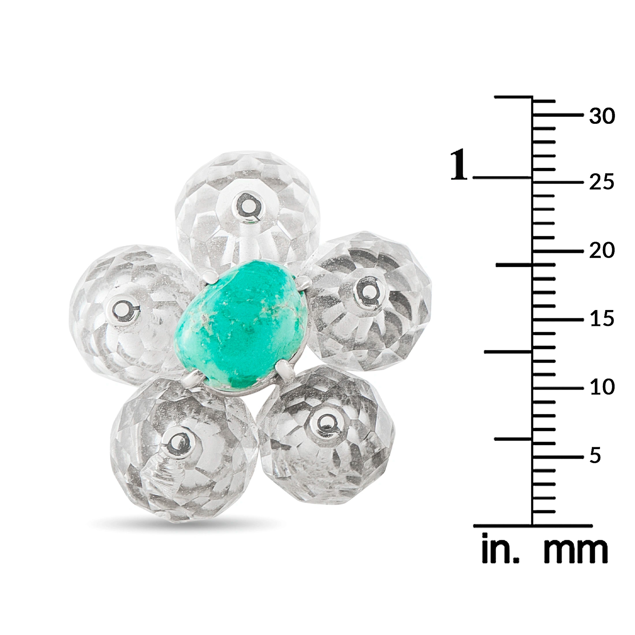 14K White Gold Turquoise and Crystal Earrings