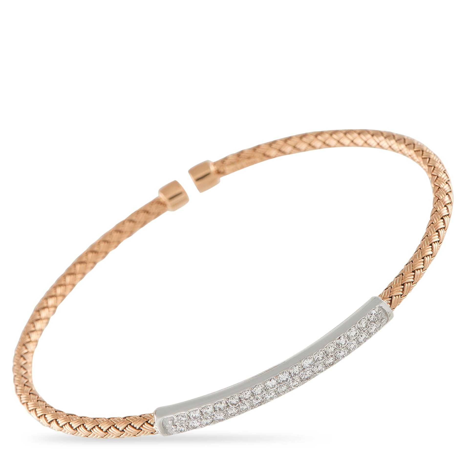 Exclusive 14K White and Rose Gold 0.65ct Diamond Woven Bracelet Turn simplicity into a statement with this Exclusive  piece that offers a subtle twist of metals and a hint of sparkle. It fe